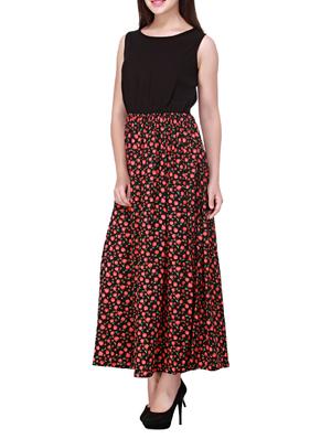 black floral printed viscose maxi dress - 11949660 - Standard Image - 2