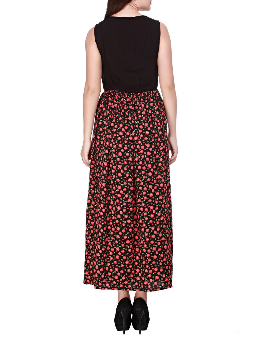black floral printed viscose maxi dress - 11949660 - Zoom Image - 3