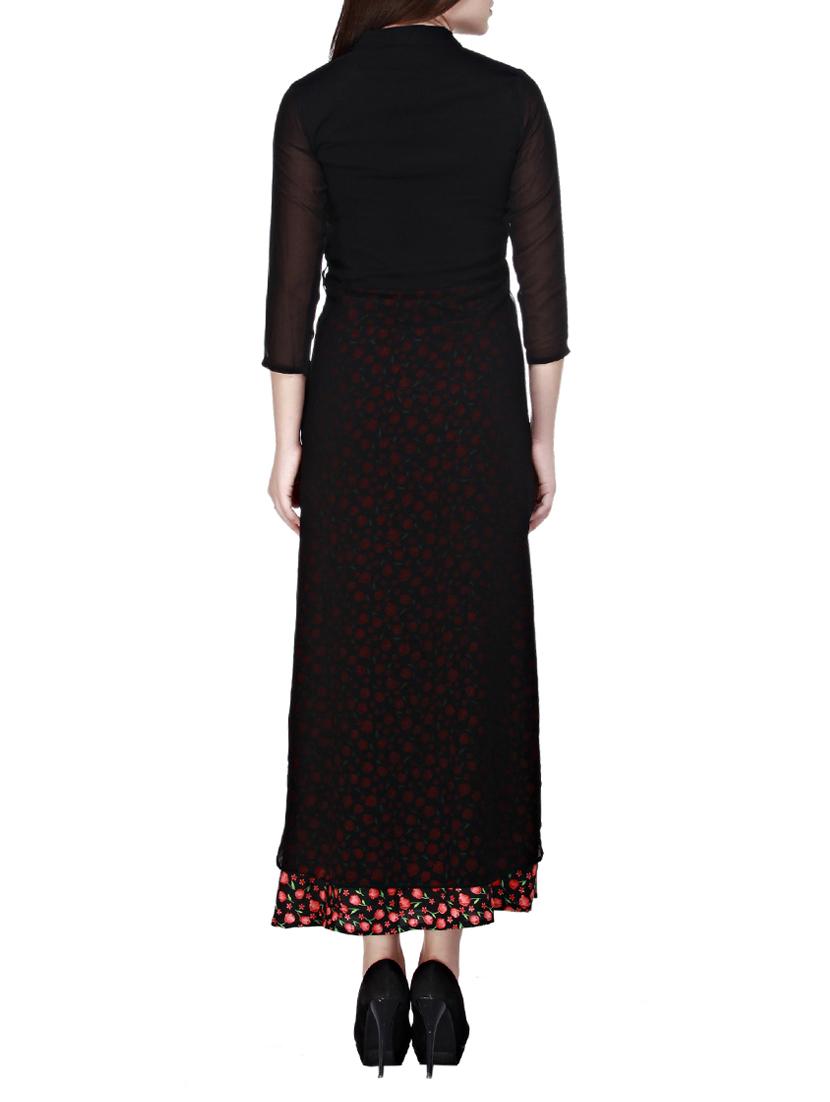 mandarin neck layered maxi dress - 11949673 - Zoom Image - 3