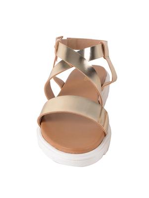 gold platforms leatherette sandal - 11957147 - Standard Image - 3