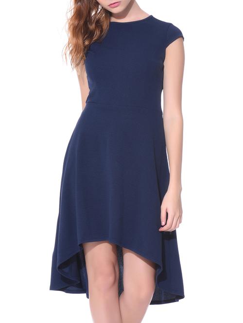 navy blue solid high-low dress - 11960575 - Very Small Image - 1