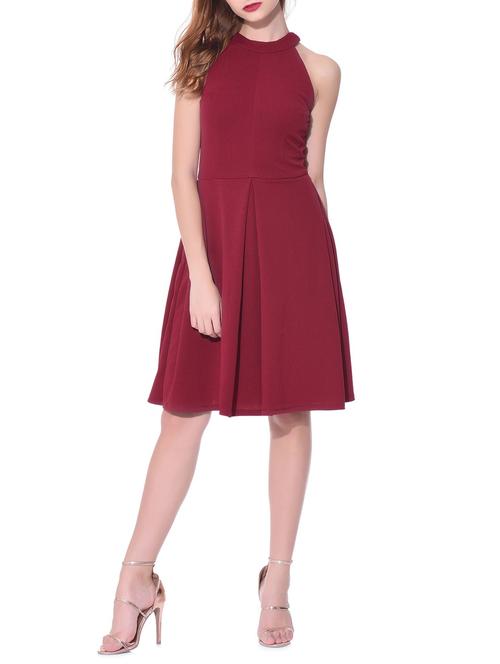 hater neck pleated dress - 11960581 -  Standard Image - 0