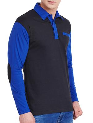 blue cotton blend color block t-shirt - 11961863 - Standard Image - 2