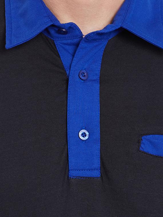 blue cotton blend color block t-shirt - 11961863 - Zoom Image - 4