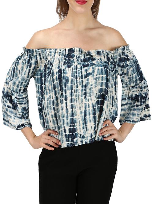 blue printed viscose regular top - 11962070 - Standard Image - 1