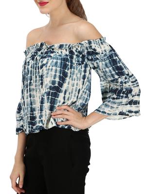 blue printed viscose regular top - 11962070 - Standard Image - 2