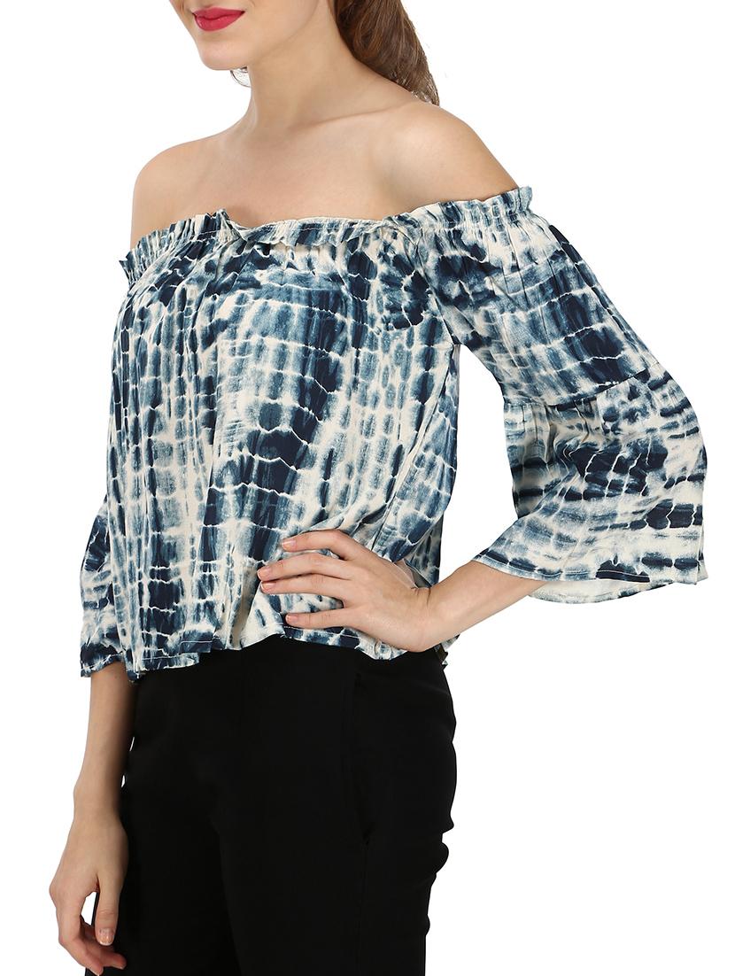 blue printed viscose regular top - 11962070 - Zoom Image - 2