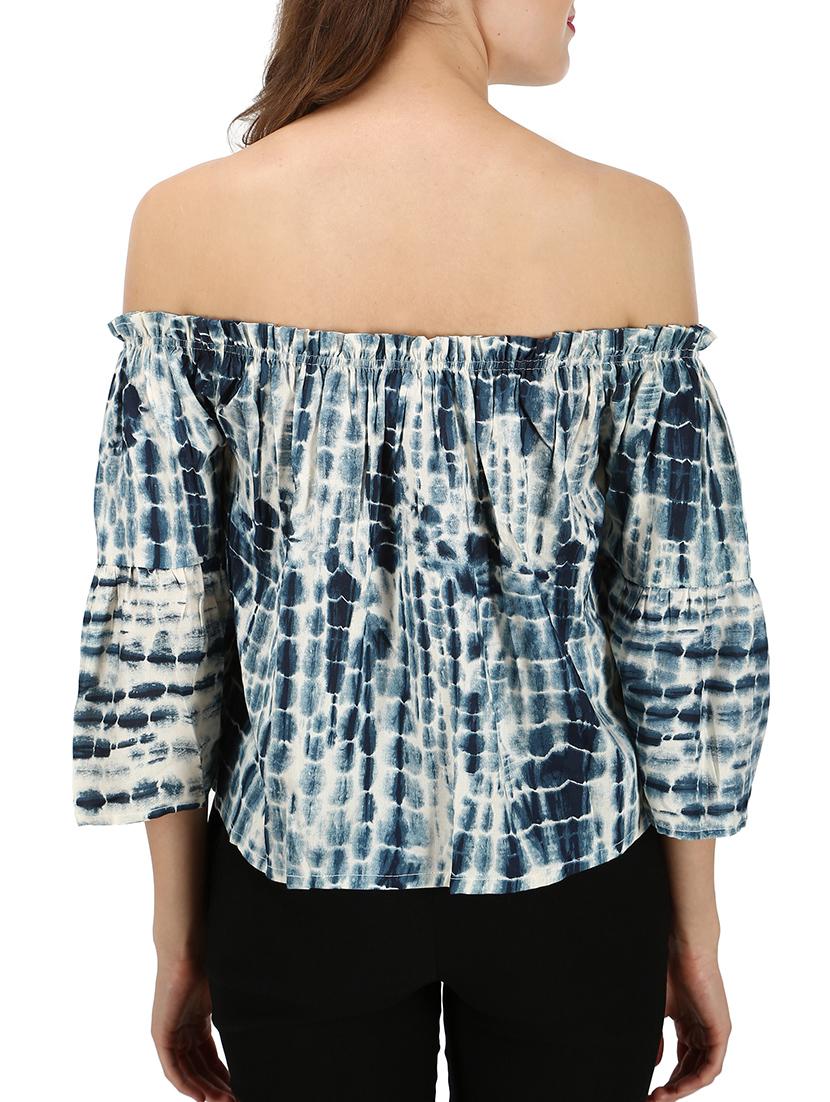 blue printed viscose regular top - 11962070 - Zoom Image - 3