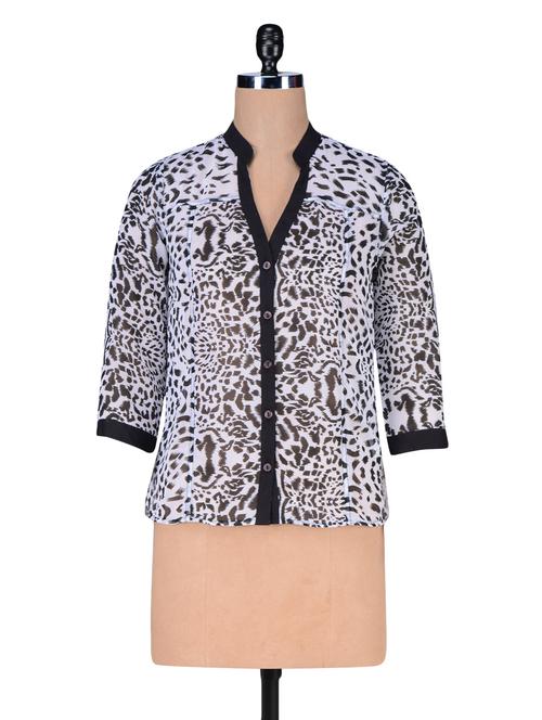 black georgette animal print top - 1196707 - Standard Image - 1
