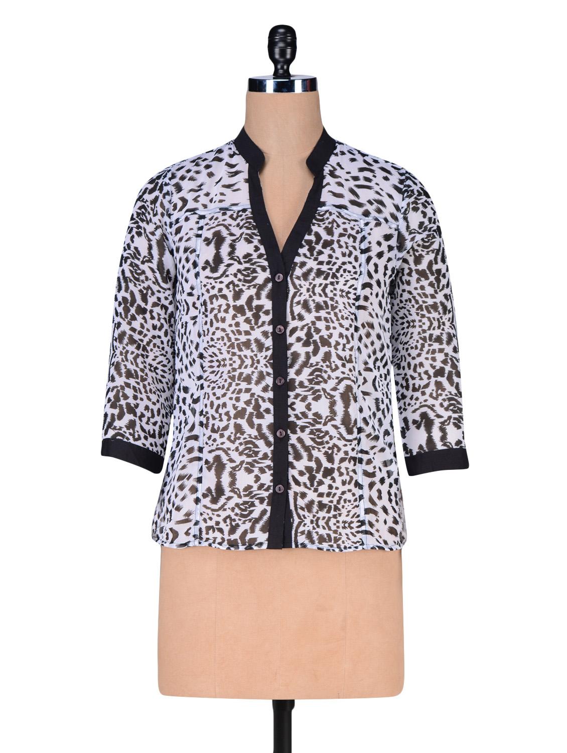 black georgette animal print top - 1196707 - Zoom Image - 1