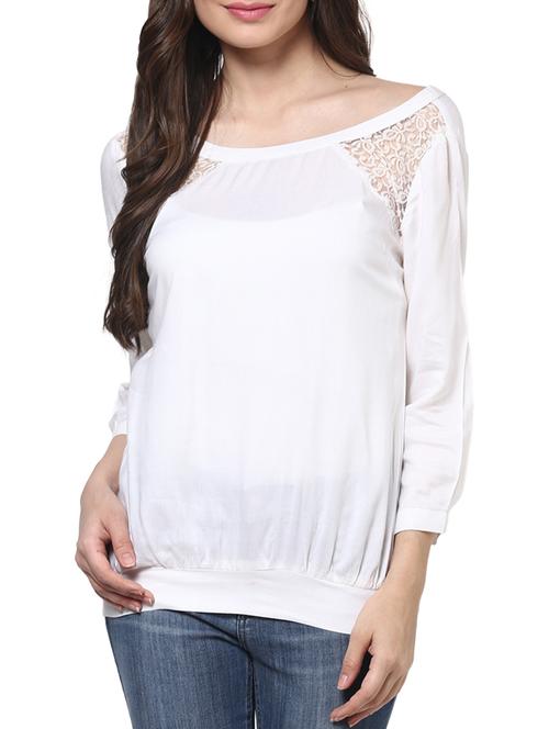 White plain rayon net top - 1204179 - Standard Image - 1