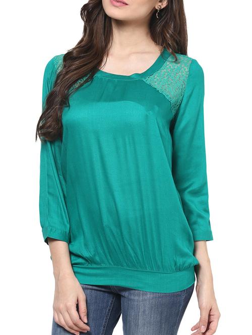 lace detail key hole back top - 1204180 - Standard Image - 1