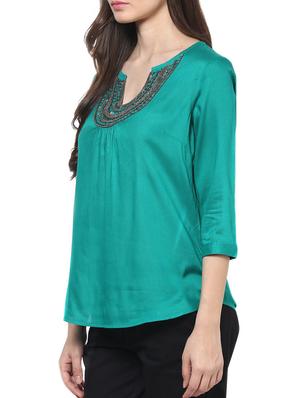 green beaded sequin worked rayon top - 1204186 - Standard Image - 2
