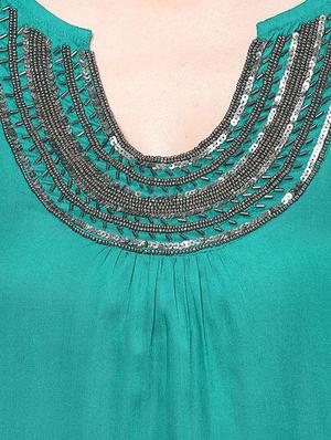 green beaded sequin worked rayon top - 1204186 - Standard Image - 4
