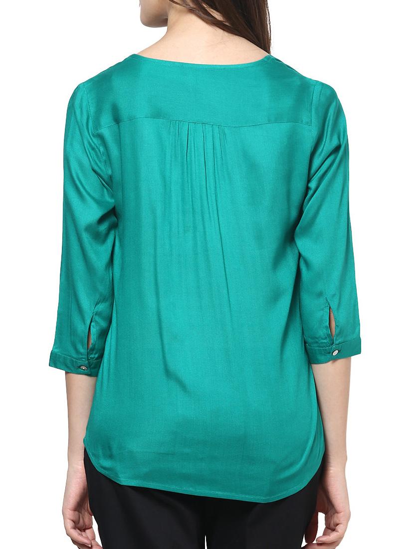 green beaded sequin worked rayon top - 1204186 - Zoom Image - 3