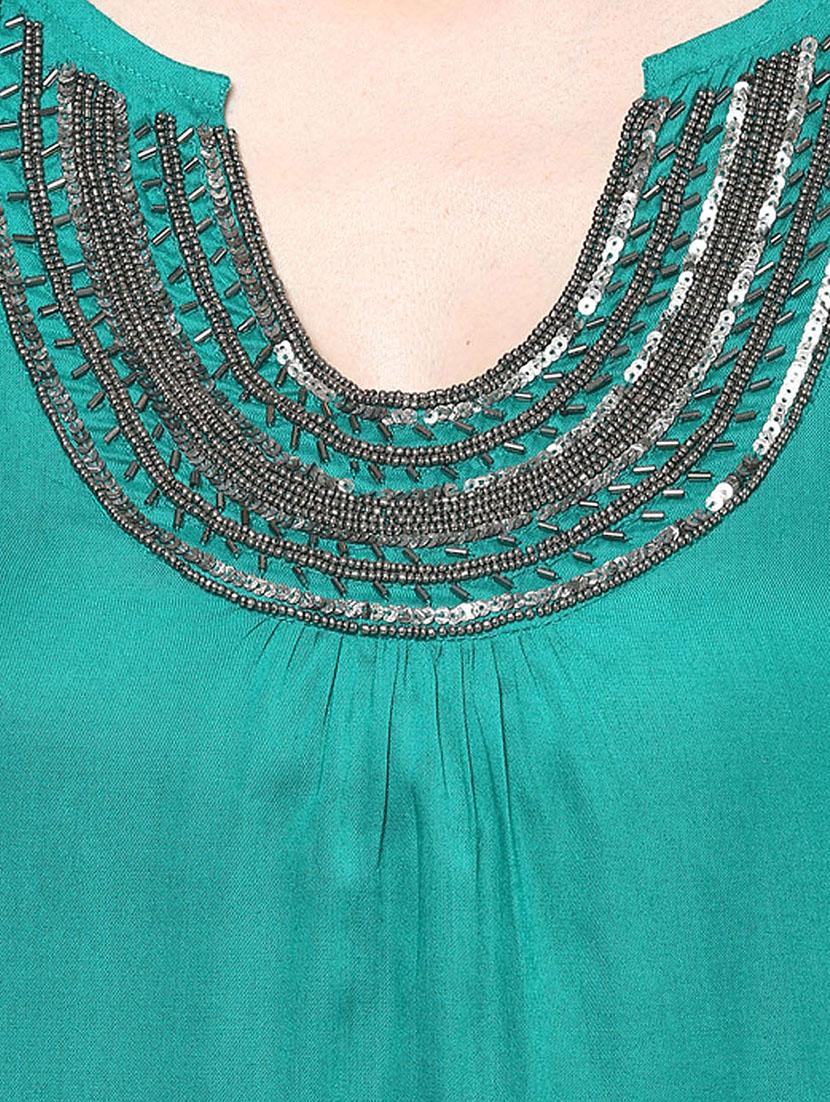 green beaded sequin worked rayon top - 1204186 - Zoom Image - 4