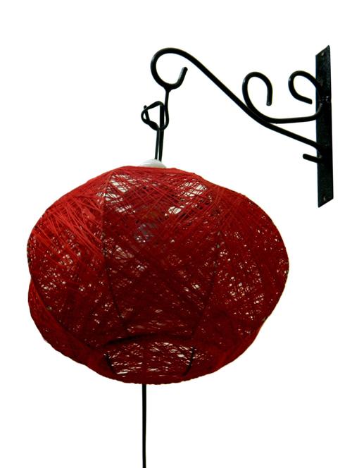 red metal and fabric table lamp - 1204288 - Standard Image - 1