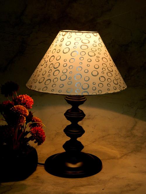 white metal and fabric table lamp - 1204318 - Standard Image - 1