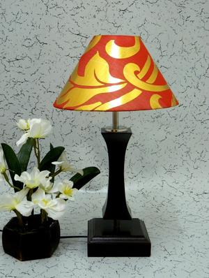 red wood and metal table lamp - 1204531 - Standard Image - 2