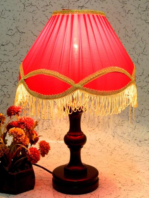 red wood and metal table lamp - 1204570 - Standard Image - 1