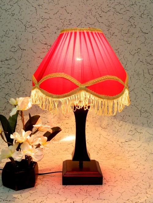 red wood and metal table lamp - 1204632 - Standard Image - 1