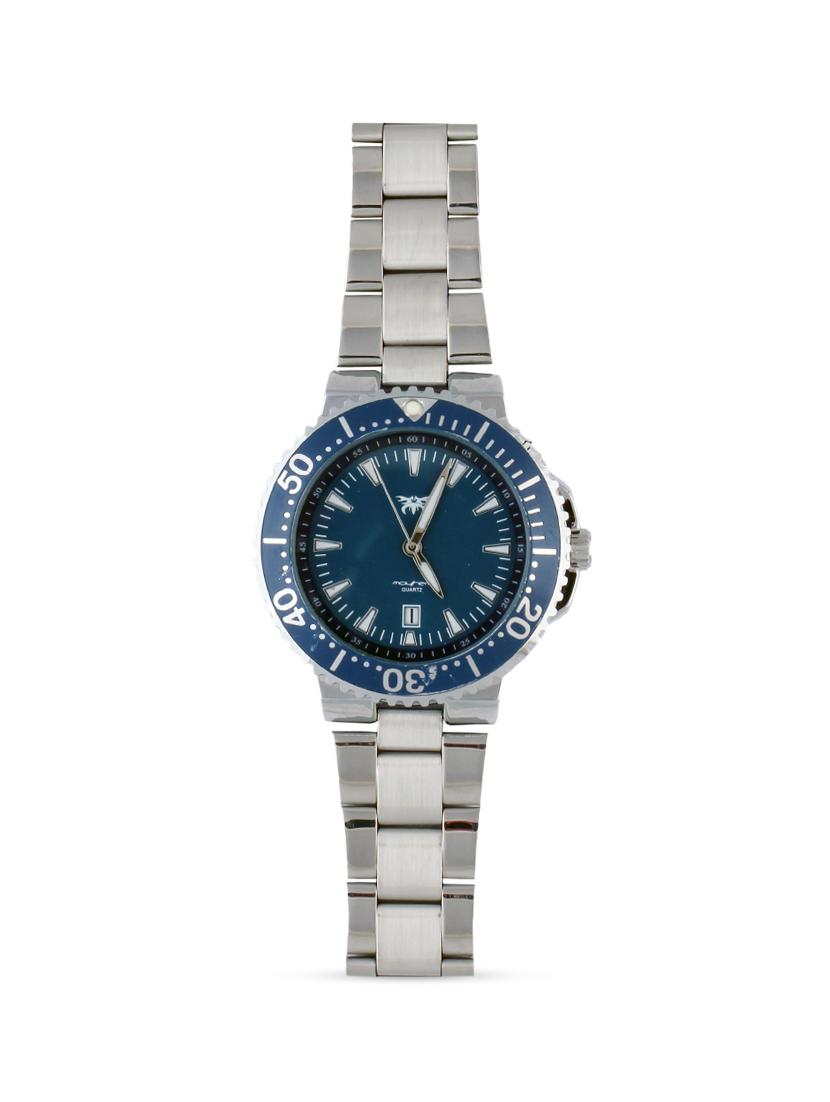 round frame blue base metallic strap watch - 1206048 - Zoom Image - 1