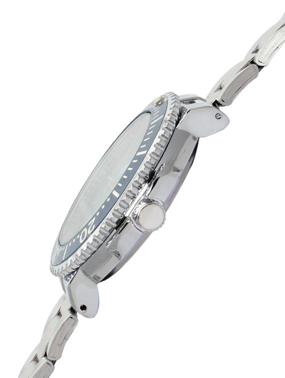 round frame blue base metallic strap watch - 1206048 - Zoom Image - 2