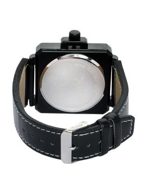 square frame black base black leatherette strap watch - 1206060 - Standard Image - 3