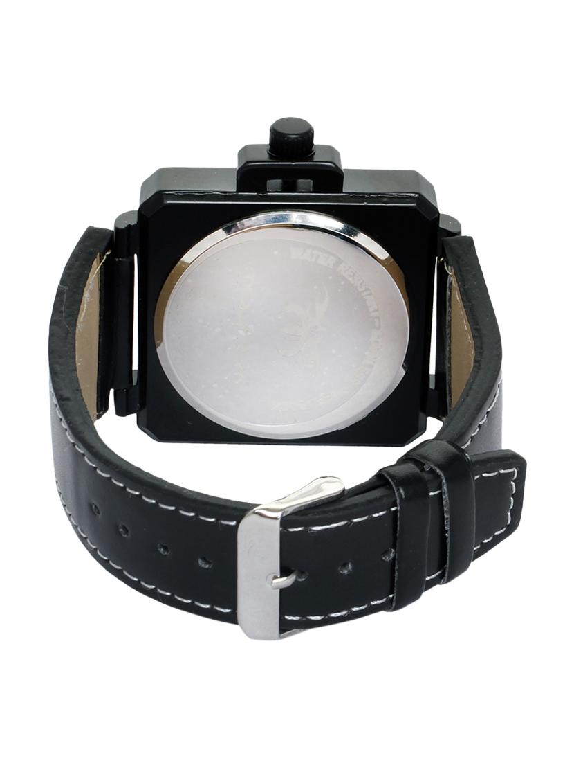 square frame black base black leatherette strap watch - 1206060 - Zoom Image - 3