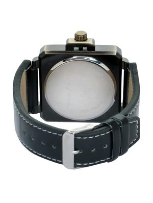 black base square frame black leatherette strap watch - 1206061 - Standard Image - 3