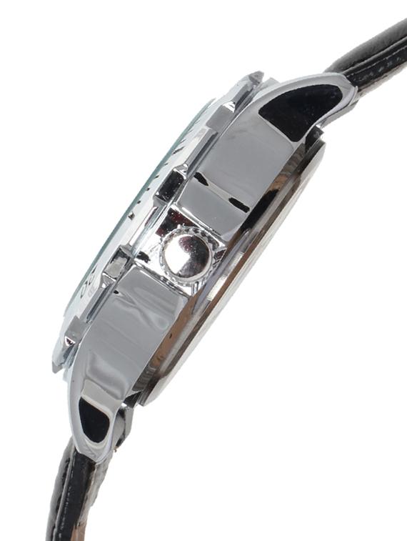 silver round frame black base black solid watch - 1206062 - Zoom Image - 2