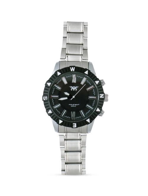 black base black round frame silver strap watch - 1206068 - Standard Image - 1