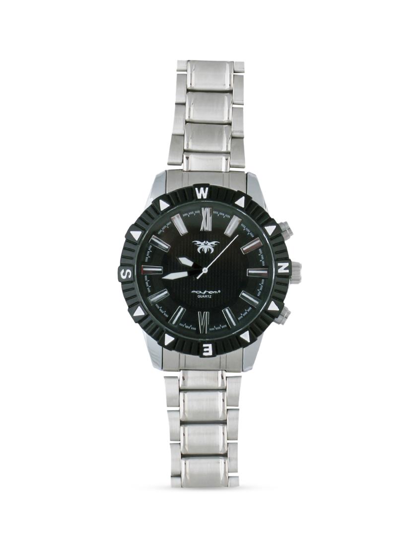 black base black round frame silver strap watch - 1206068 - Zoom Image - 1