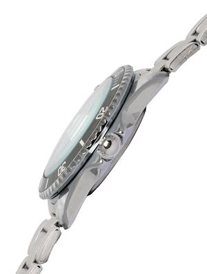 white base round black frame silver strap watch - 1206070 - Standard Image - 2