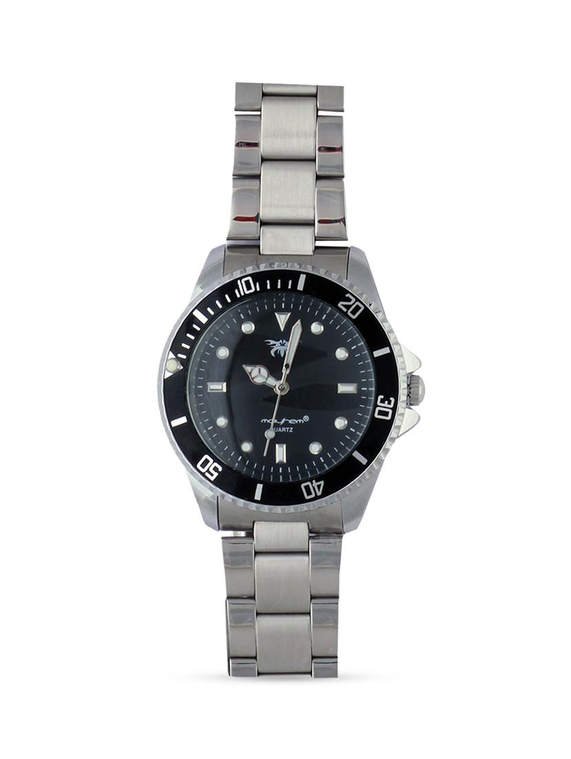 black base black round frame silver strap watch - 1206071 - Zoom Image - 1