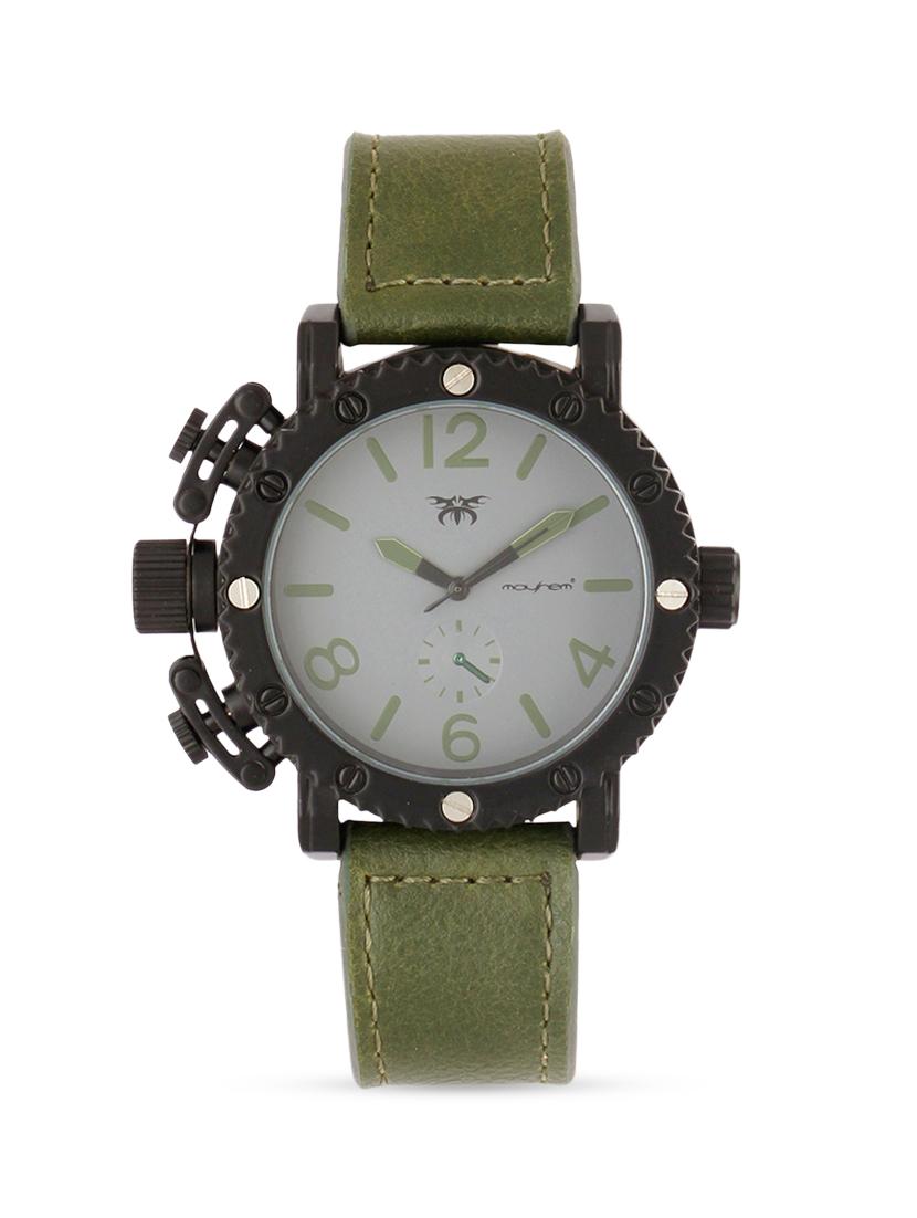 white base green dialer solid green strap watch - 1206088 - Zoom Image - 1
