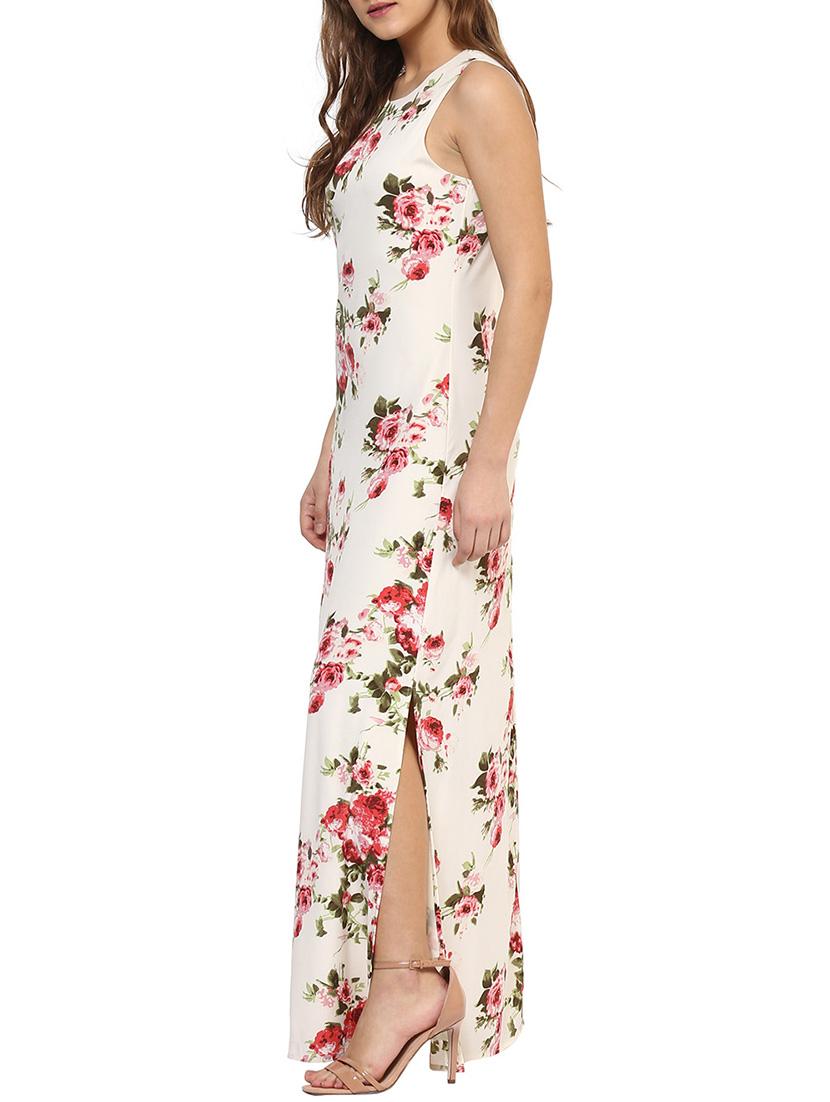 round neck floral maxi dress - 12068020 - Zoom Image - 2