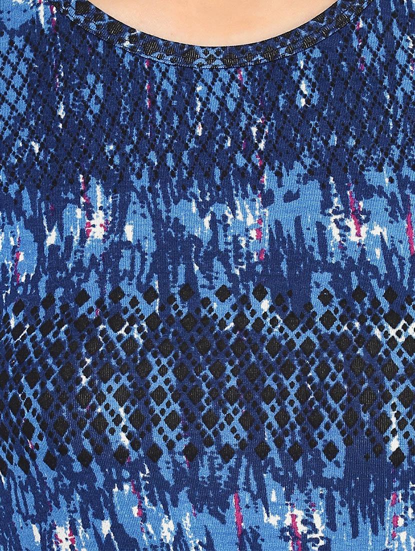 blue printed viscose assymmetric top - 12074165 - Zoom Image - 4