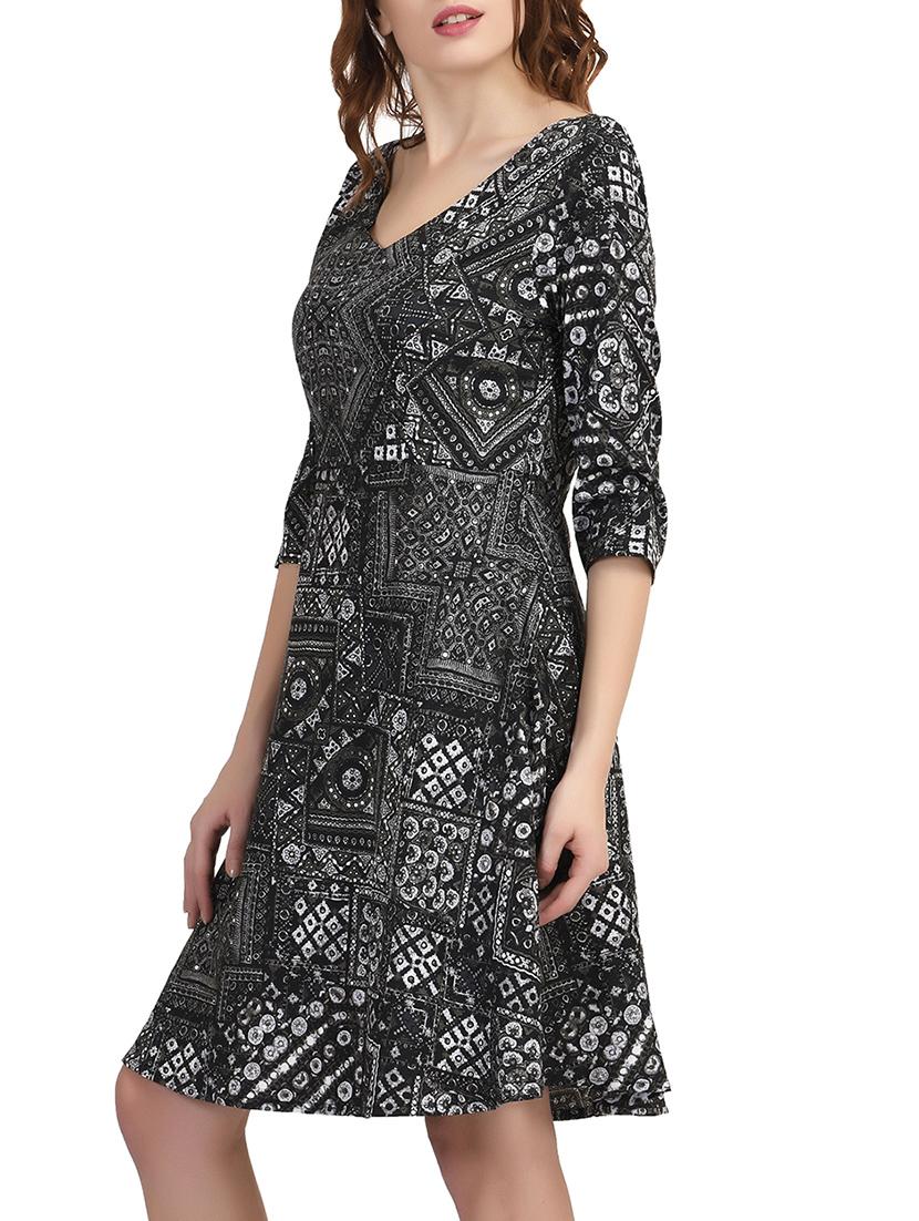 black printed crepe dress - 12076473 - Zoom Image - 2