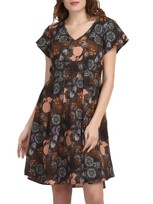 brown printed crepe dress - 12076474 - Standard Image - 1