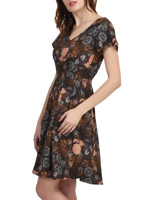 brown printed crepe dress - 12076474 - Standard Image - 2