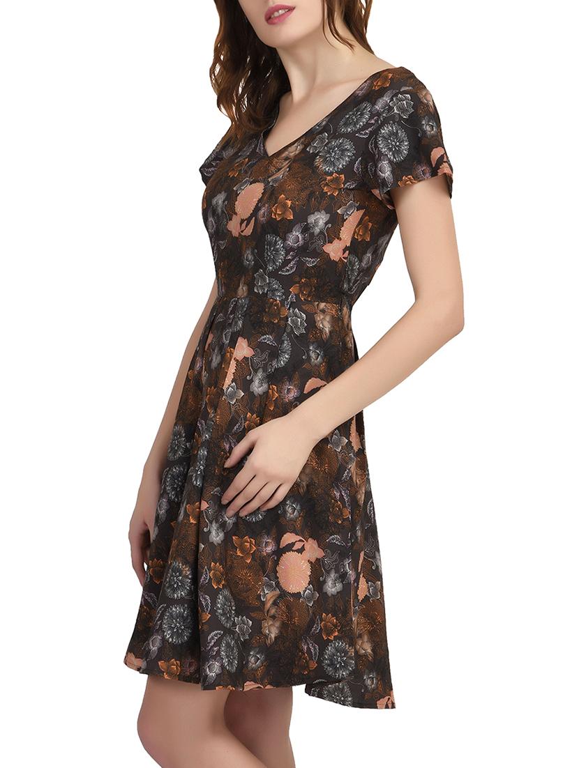 brown printed crepe dress - 12076474 - Zoom Image - 2