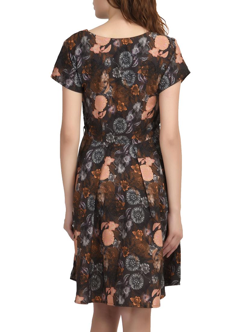brown printed crepe dress - 12076474 - Zoom Image - 3