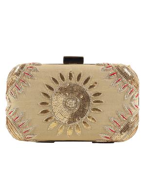 beige faux silk embellished box clutch - 12079278 - Standard Image - 2