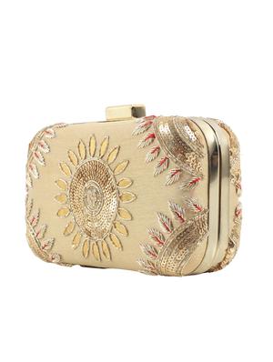 beige faux silk embellished box clutch - 12079278 - Standard Image - 4
