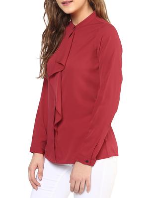 maroon polyester regular shirt - 12079295 -  Standard Image - 1