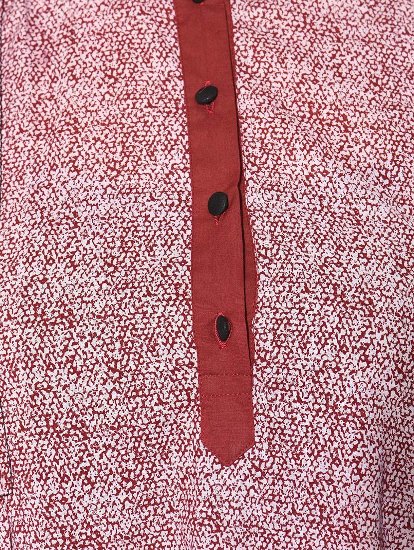 maroon cotton straight kurta - 12080985 - Zoom Image - 4