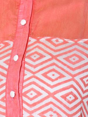 mandarin neck color block shirt - 12080994 - Standard Image - 4