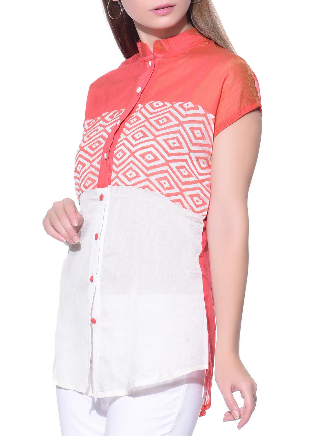 mandarin neck color block shirt - 12080994 - Zoom Image - 2