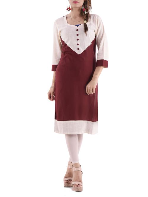 red rayon straight kurta - 12082226 - Very Small Image - 1